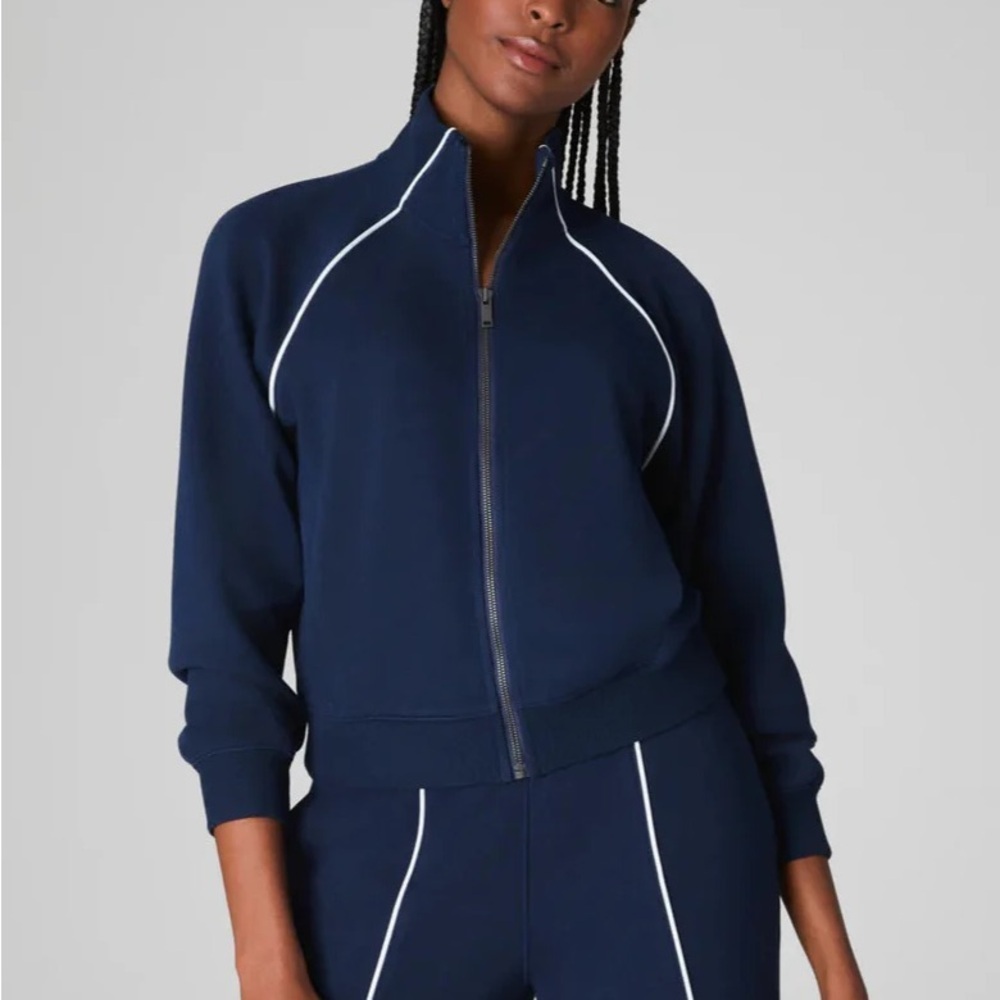NWT SPANX AirEssentials® Pique
Full Zip Plus Size Track Jacket, Navy, 1X